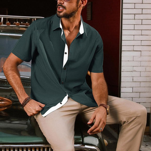 Chemises décontractées pour hommes sur mesure, tricotées, respirantes, à manches courtes, boutonnées, uniformes de bureau, fabricant OEM Pakistan, exportation mondiale - Product Image 2