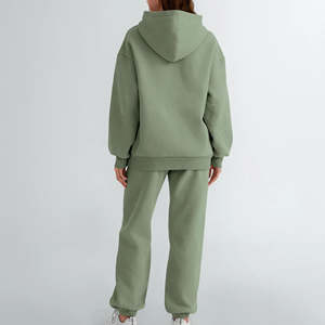 Conjunto de Sudadera con Capucha de Dos Piezas para Mujer, 100% Algodón Ecológico, Estilo Urbano, Hombros Caídos, Corte Holgado, Deportivo - Product Image 6