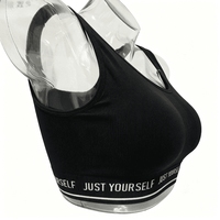 Soutien-gorge de sport sans fil ODM respirant en tissu côtelé élastique sans couture avec bande imprimée et larges bretelles pour femme – Décontracté