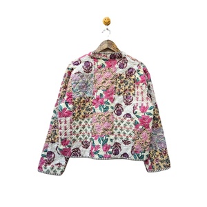 Chaqueta Acolchada Vintage Hecha a Mano Larga con Cuello en V de Algodón Indio a Rayas Características Transpirables y Sostenibles PARA EL Otoño - Product Image 6