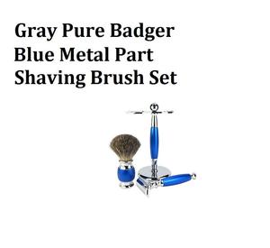 Ensemble de rasage haut de gamme Fine House avec lames à double tranchant, rasoir en poils de blaireau, manche en métal et brosse à raser - Product Image 3