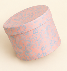 <b>Pink</b> Disposable Eco-Friendly Biodegradable Recycled Materials Waterproof Cylinder Rigid Paperboard <b>Box</b> Paisley Pattern Laminate - Product Image 2