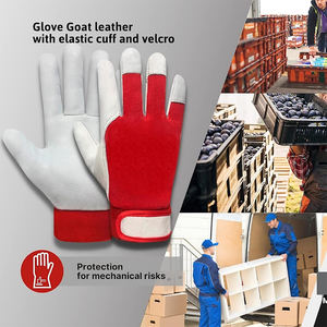 Gants de travail d'assemblage en cuir véritable pour adultes, à doigts entiers, avec manchette élastique et fermeture Velcro – Offre Spéciale - Product Image 4