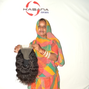 Perruque 5x5 avec closure en cheveux humains indiens 100% naturels, lisses, Remy, noir naturel, double épaisseur, dentelle, 350g, à clipser/tisser, pointes pleines - Product Image 4