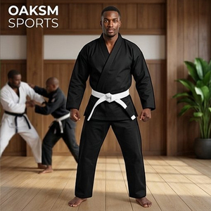 OAKSM SPORTS Men's Black Karate Gi Uniform 100% Cotton Breathable Regular Fit Adult <b>Martial</b> <b>Arts</b> <b>Wear</b> - Product Image 1