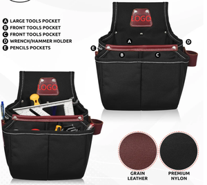 New Design Multi-Functional Double <b>Tool</b> Belt Bag Custom Made Carpenter <b>Leather</b> <b>Tool</b> Pouch Waterproof Nylon Reasonable Price - Product Image 4
