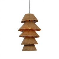 Lampe suspendue longue à plusieurs niveaux en jute tressé, hauteur réglable |   Décoration scandinave bohème pour hôtel, suspension de plafond avec douille E26