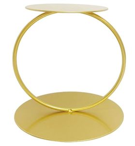 Support à gâteau rond en métal doré avec plateau de service, élégant présentoir de buffet pour les célébrations d'anniversaire et de mariage - Product Image 6
