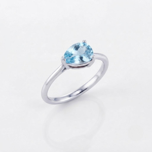 Anillo de Plata de Ley 925 con Baño de Rodio y Topacio Azul en Forma de Pera para Mujer, Estilo Clásico de Lujo, Ideal para Fiestas y Bodas, Venta al por Mayor - Product Image 2