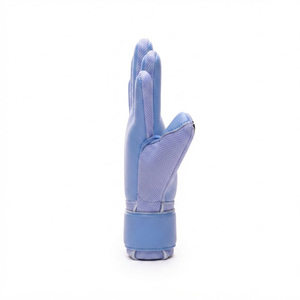 Gants de gardien de but de football à impression par sublimation bleue avec fermeture auto-agrippante, en PU respirant, protection complète des doigts, unisexe - Product Image 3