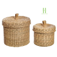 BEST SELLER Boîte de rangement en rotin tressé à la main avec couvercle, panier décoratif en osier naturel style vintage, fournisseur Vietnamien OEM