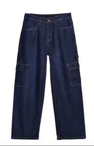 Pantalones Vaqueros Casuales de Moda para Hombre, Estilo Cargo Holgado con Botones, Jeans de Mezclilla para Hombre - Product Image 4