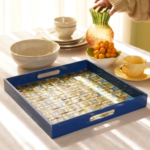 Plateau de service pliable écologique en nacre incrustée, résistant à l'eau, avec finition laquée, couleur personnalisée, Vietnam - Product Image 3