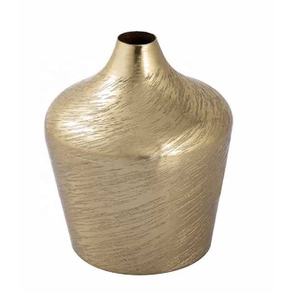 New Arrival Modern <b>Textured</b> Oval <b>Vase</b> Antique Brass Finish Aluminium Home Decoration Tabletop <b>Vase</b> for Living Room Bedroom - Product Image 5