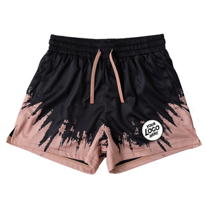 Custom Logo Women's Running Shorts <b>Black</b> Pink Tie Dye Print Drawstring Waist Breathable Sporty Athletic Wear - Product Image 1