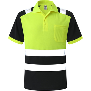 Polo de sécurité haute visibilité pour homme, manches courtes, uniforme de travail réfléchissant avec poche, design bicolore - Product Image 3