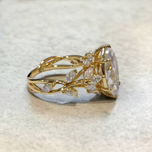 Anillo de Compromiso con Moissanita Corte Marquesa, Plata de Ley 925, Engaste de Puntas, Estilo Art Deco Vintage, Anillo de Boda Único, Regalo de Lujo - Product Image 4