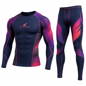 ชุดคอมเพรสชั่น MMA สำหรับผู้ชาย พิมพ์ลายแบบ Sublimation เสื้อแขนยาวและกางเกงขายาว ระบายเหงื่อ แห้งเร็ว ยืดหยุ่นได้ - Product Image 1