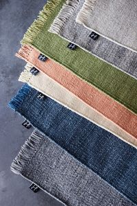 Striped Cotton Area Rug Modern Rectangle Reversible Flat Pile Waterproof Non-Slip Eco-Friendly Outdoor Indoor Use Blue White - Product Image 5
