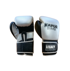 Gants d'entraînement de boxe professionnels Legacy Edition avec finition argentée métallique et construction en cuir durable pour le sparring - Product Image 1