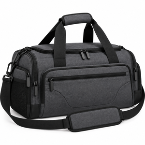 Bolsa de Viaje Gris Personalizada, Bolsa Deportiva de Gran Capacidad, Bolsa de Gimnasio con Múltiples Bolsillos, Bolsa de Fin de Semana - Product Image 1
