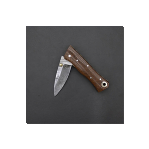 Couteau artisanal en acier Damas de PAK ENTERPRISES avec manche en bois brun, lame fixe, couteau de chasse, couteau de camping en plein air - Product Image 2