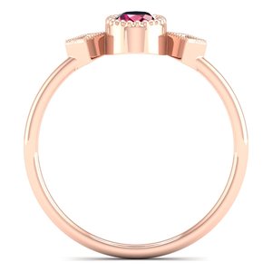 Bague de fiançailles REYES en or rose 14 carats, moissanite certifiée GRA, taille ovale, 0,35 carat, rubis, bijoux pour femmes, vente flash - Product Image 4