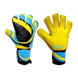 Gants de gardien de but de football en latex allemand noir et jaune, design personnalisé de qualité supérieure, embossage allemand, sangle en latex allemand 4 mm, paume plate - Product Image 1