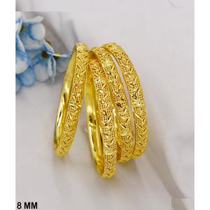 Elegante 24K chapado en oro indio diseño nupcial brazaletes de moda único 4PC pulsera conjunto para mujeres y niñas - Product Image 4