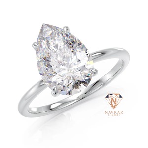 Bague de fiançailles Navkar en argent sterling avec moissanite taille poire, sertie de griffes en or jaune, bijou classique pour femme - Product Image 5