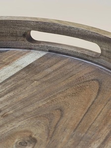 Bandeja Redonda de Madera Personalizada, Vajilla Rústica con Asas, Decoración para Mesa de Centro, Adorno para el Hogar Estilo Rústico - Product Image 5