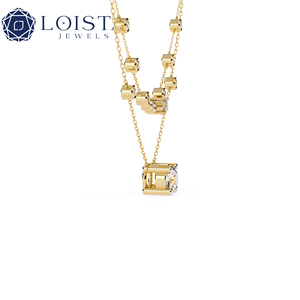 Collar de Diamantes de Laboratorio con Corte Redondo y Diseño Clásico en Oro Amarillo de 14K, con 6 Garras - Product Image 1