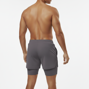 Shorts de course athlétiques 2-en-1 personnalisés pour hommes, séchage rapide, légers, écologiques, imperméables, pour fitness, entraînement et natation avec doublure intégrée - Product Image 2