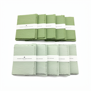 Juego de tarjetas y sobres de papel hechos a mano, con borde decorativo, tarjetas de felicitación en blanco, juego de invitaciones de boda, artículos de papelería ecológicos. - Product Image 1
