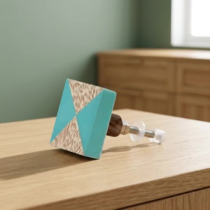 Pomo Cuadrado Moderno de Resina, Madera y Metal para Muebles, Diseño Ecológico para Dormitorio, Cocina, Sala de Estar, Oficina en Casa, Fácil de Instalar - Product Image 3