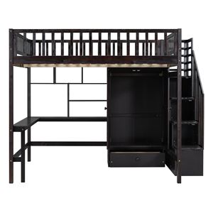 Letto a soppalco espresso a grandezza naturale con libreria, cassetti, scrivania e armadio per bambini - Product Image 5