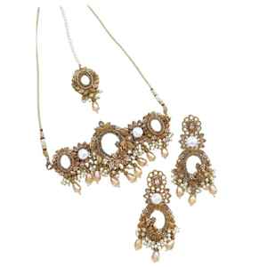 Ensemble de collier et boucles d'oreilles en pierre AD de luxe, disponible en plusieurs couleurs, pour femmes, pour les mariages, les fêtes et les occasions spéciales. - Product Image 1