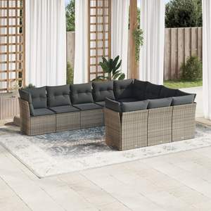 Conjunto de Sofás de Jardín de Ratán Moderno, 6 Plazas, Resistente a la Intemperie, Diseño Contemporáneo, Muebles Grises - Product Image 3
