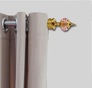 ขายึดผนังโลหะ+เซรามิกงานแฮนด์เมดสีทองสไตล์อาร์ตเดโค พร้อมลูกบิดคริสตัลสีชมพูนีออน สำหรับผ้าม่านห้องนั่งเล่น - Product Image 3