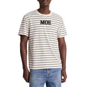 Camiseta de Algodón a Rayas para Hombre, Cuello Redondo, Estilo Casual, Transpirable, Manga Corta, Logotipo Personalizado, OEM, Marca Privada, Venta al Por Mayor - Product Image 3