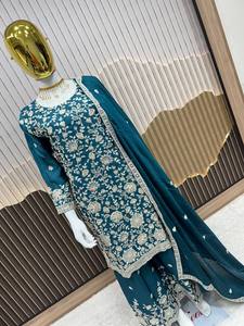 <b>Presenting</b> New Collection Modern Party Heavy Embroidery Chinnon Silk Top Bottom and Dupatta Set - Product Image 4