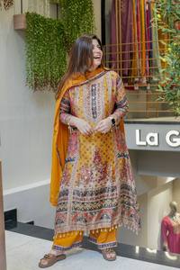 Ensemble Salwar Kameez en coton brodé traditionnel pour femmes, Kurta longue avec Dupatta, tenue décontractée, style Inde Pakistan - Product Image 5