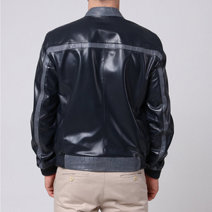 URBANGAZER Men's 100% Polyester Thick Leather <b>Jacket</b> Stand Collar Covered Button <b>Patchwork</b> Design Windproof Breathable High - Product Image 5