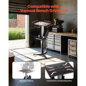 12\" X 10\" Adjustable Height Pedestal Stand for Bench <b>Grinder</b> 5-Level Vise Floor Mounting Plate 5-Level Height Adjustable - Product Image 2