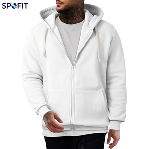 Sweat-shirt à capuche zippé gris en molleton épais pour homme, coupe classique, couleur unie, idéal pour l'automne – Vente en gros personnalisée - Product Image 6