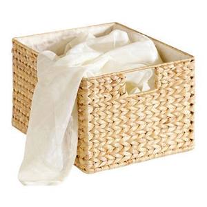 Panier de rangement rectangulaire en jacinthe d'eau naturelle, panier décoratif de haute qualité avec poignées pour le rangement et l'organisation à la maison - Product Image 6