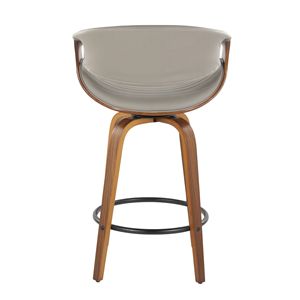 Mid-Century moderno sgabello da bancone serie sinfonia in noce e grigio finta pelle Set di 2 per sala da pranzo - Product Image 5