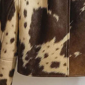 Men's Cowhide <b>Leather</b> Bomber <b>Jacket</b> Turn-down Collar Animal Print Zipper Closure Short Length Casual <b>Winter</b> Wear - Product Image 5
