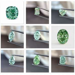 Diamante Verde Ovalado de Corte Fantasía, Cultivado en Laboratorio, HPHT, Perforado con Láser, Modificado, Brillante, Piedra Suelta - Product Image 5