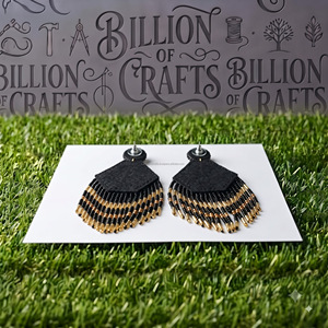 Pendientes de borla con cuentas de cristal de oro blanco Billion of Crafts, diseño de ojo, estilo bohemio, joyería de lujo para mujer, para fiestas - Product Image 4
